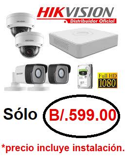 4 cámaras Hikvision con instalación incluida $599.00